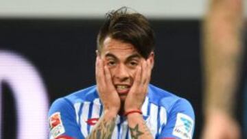 Eduardo Vargas en el partido contra Borussia Dortmund.