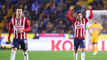 Isaac Brizuela celebrates his goal 1-1 of Guadalajara during the game Tigres UANL vs Guadalajara, corresponding to Group B of the Sky Cup 2022, at Universitario Stadium, on December 22, 2022.
<br><br>
Isaac Brizuela celebra su gol 1-1 de Guadalajara durante el partido Tigres UANL vs Guadalajara, correspondiente al Grupo B de la Copa Sky 2022, en el Estadio Universitario, el 22 de Diciembre de 2022.