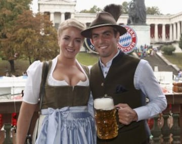 Lahm y su mujer, Claudia.