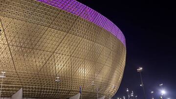 A partial view shows the Lusail Stadium, the 80,000-capacity venue that will host this year's World Cup final, on the outskirts of Qatar's capital Doha on September 2, 2022 ahead of the orientation event for the FIFA World Cup Qatar 2022 Volunteers Program.