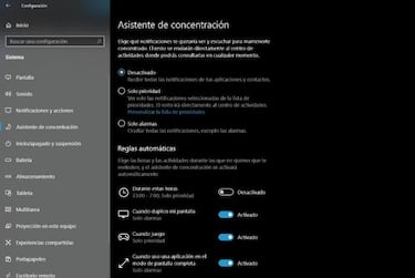 Cómo configurar el asistente de concentración de Windows 10