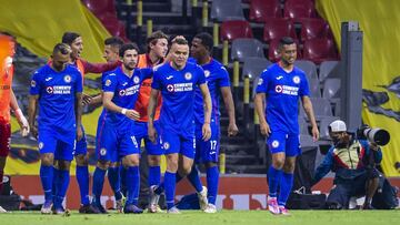 during the game America vs Cruz Azul, corresponding to the 15th round match of the Torneo Guard1anes Clausura 2021 of the Liga BBVA MX, at Azteca Stadium, on April 17, 2021. <br><br> durante el partido America vs Cruz Azul, correspondiente a la Jornada 15 del Torneo Clausura Guard1anes 2021 de la Liga BBVA MX, en el Estadio Azteca, el 15 de Abril de 2021.