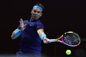 Rafael Nadal in action during his third place match against Djokovic.