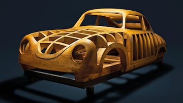 Esta pieza de madera era el molde de los primeros autos de Porsche
