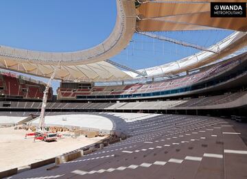 Obras en el Wanda Metropolitano: la cubierta ya est¨¢ terminada