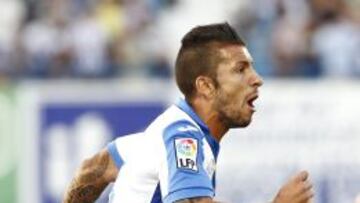 Borja Lázaro, celebra un gol con el Leganés.