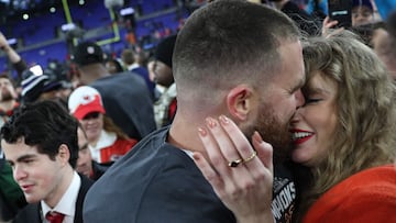 Travis Kelce and Taylor Swift’s off-to-the-Super Bowl kiss