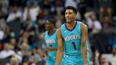 CHARLOTTE, NC - NOVEMBER 01: Malik Monk #1 of the Charlotte Hornets reacts after making a basket against the Milwaukee Bucks during their game at Spectrum Center on November 1, 2017 in Charlotte, North Carolina. NOTE TO USER: User expressly acknowledges and agrees that, by downloading and or using this photograph, User is consenting to the terms and conditions of the Getty Images License Agreement.   Streeter Lecka/Getty Images/AFP
 == FOR NEWSPAPERS, INTERNET, TELCOS &amp; TELEVISION USE ONLY ==