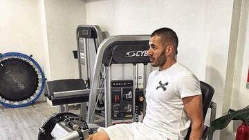 Benzema continúa la puesta a punto de su rodilla en Lyon