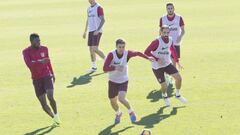 Simeone ensayó con Koke en banda; Gabi-Saúl, el eje