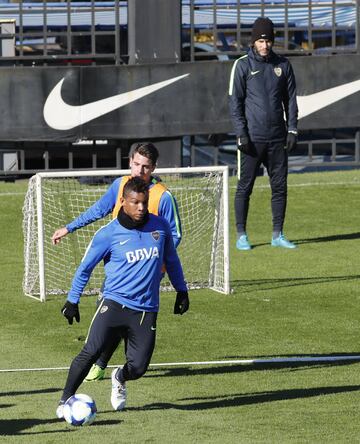 Barrios y Fabra entrenan con Boca a la espera de Cardona