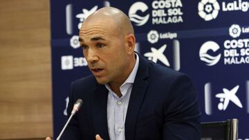 Manolo Gaspar, en la sala de prensa de La Rosaleda.