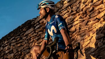 El ciclista Alejandro Valverde, durante la presentaci¨®n del equipo de gravel del Movistar, el Movistar Team Gravel Squad.