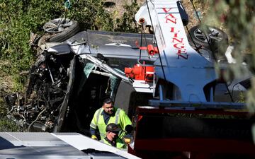 El  automvil de Tiger Woods tras el accidente de trfico en el suroeste de Los ?ngeles, California (EE.UU).