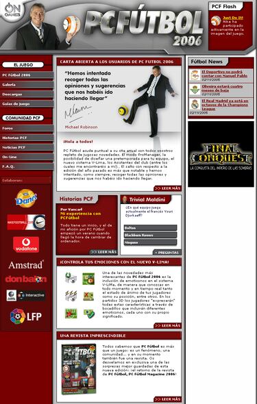 Lista la web oficial de PC Fútbol 2006
