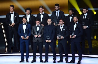 Uno de los reconocimientos más importantes que ha tenido Falcao en su carrera, fue cuando en 2013 fue incluido en el 11 ideal de la FIFA, en la gala del Balón de Oro que premió a los mejores jugadores de la temporada 2012. El colombiano llamó la atención al ser el único jugador que no hacía parte del Real Madrid y del Barcelona, los equipos que dominaron la selección. La formación fue: Íker Casillas; Marcelo, Sergio Ramos, Gerard Piqué, Dani Alves; Xabi Alonso, Xavi Hernández, Andrés Iniesta; Lionel Messi, Radamel Falcao García, Cristiano Ronaldo.