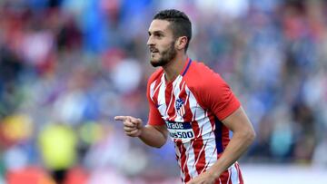 Koke celebra su gol en el Getafe-Atlético.