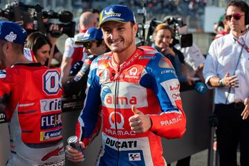 Jack Miller celebrando al tercera plaza en la ronda clasificatoria del Gran Premio de Japón.