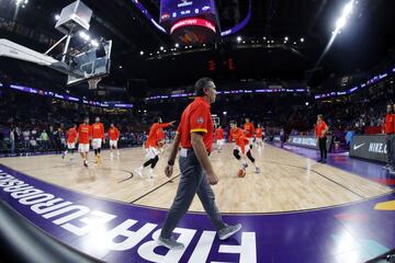 El seleccionador nacional Sergio Scariolo antes del partido.