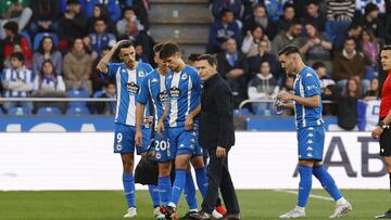 Pepe Sánchez, en el momento de lesionarse ante el Celta B.
