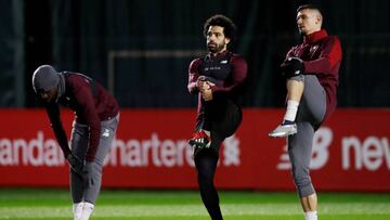 Salah y Lovren, en la sesión del Liverpool.