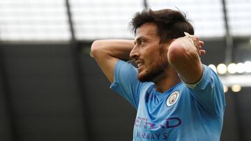 David Silva durante el partido entre el Manchester City y el Wolverhampton de la Premier League. 