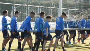 Los jugadores del Deportivo, en un entrenamiento de la pasada temporada.