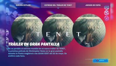 Tráiler de Tenet en Fortnite: dónde y cómo ver en directo