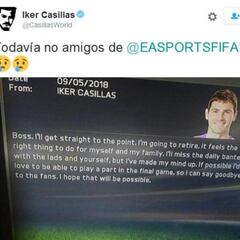 Iker Casillas al videojuego FIFA: "Todavía no me retiro amigos"
