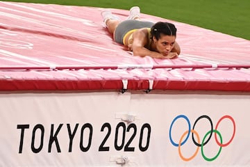 La alemana Marie-Laurence Jungfleisch durante la final de salto de altura femenino.