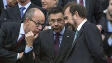 Josep María Bartomeu, con Jordi Cardoner y Ángel Torres.