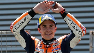 MotoGP - Spanish Grand Prix - Circuito de Jerez, Jerez, Spain - May 5, 2019 Repsol Honda Team's Marc Marquez celebrates after winning the race REUTERS/Jon Nazca