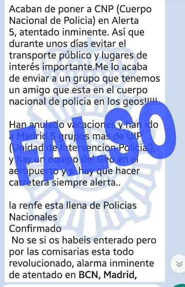 El mensaje actual que está corriendo por WhatsApp