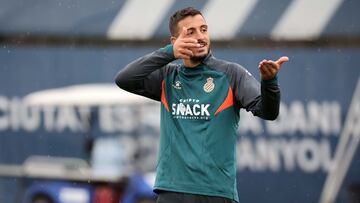 Joselu, en un entrenamiento del espanyol.