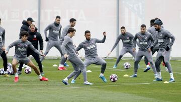 El Atlético en su último entrenamiento antes del Liverpool.