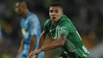 Juan Pablo Ramírez celebrando su gol con Atlético Nacional ante Jaguares por la fecha 3 de Liga Águila.