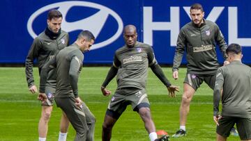 El Atlético durante un entrenamiento.