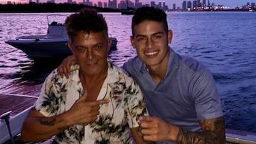 Alejandro Sanz con James Rodr&iacute;guez en Fisher Island, Miami Beach (Florida), en julio de 2018