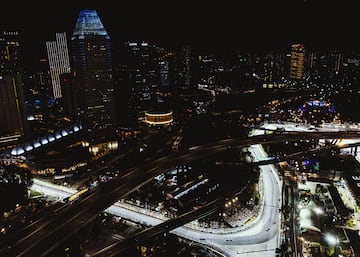 Vista aérea del circuito de Marina Bay correspondiente al Gran Premio de Singapur.