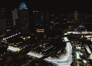 Vista aérea del circuito de Marina Bay correspondiente al Gran Premio de Singapur.