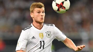 Timo Werner jugando con la selección alemana.