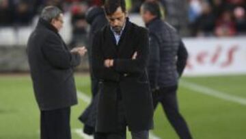Quique Sánchez Flores, al acabar el partido en Almería.