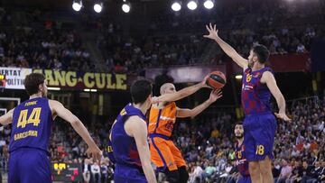 during Bar&ccedil;a vs. Valencia basketball match in Barcelona on Wednesday, 30 October 2019.