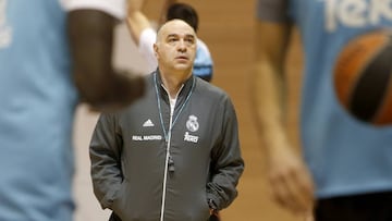 Pablo Laso, durante un entrenamiento del Real Madrid.