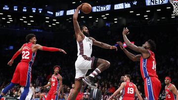 Dec 15, 2019; Brooklyn, NY, USA; Brooklyn Nets center DeAndre Jordan (6) goes to the basket against the Philadelphia 76ers during the first half at Barclays Center. Mandatory Credit: Noah K. Murray-USA TODAY Sports