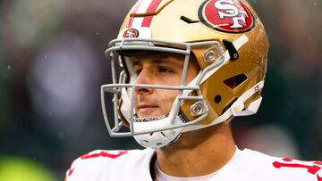 PHILADELPHIA, PA - JANUARY 29: Brock Purdy #13 of the San Francisco 49ers warms up prior to the NFC Championship NFL football game against the Philadelphia Eagles at Lincoln Financial Field on January 29, 2023 in Philadelphia, Pennsylvania. (Photo by Kevin Sabitus/Getty Images)