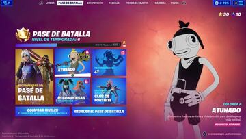 En la pesta&ntilde;a &quot;Pase de Batalla&quot; del men&uacute; de Fortnite Battle Royale, tenemos que entrar en &quot;colorea a Atunado&quot;