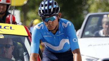 Andrey Amador, durante la tercera etapa del Tour de Francia 2019 con el maillot del Movistar.