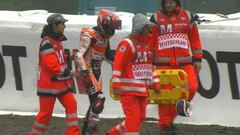 Marc Márquez tras su caída en el warm up de MotoGP en Alemania.