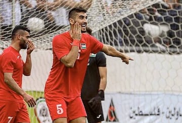 Yaser Hamed, en un partido con la selección de Palestina.